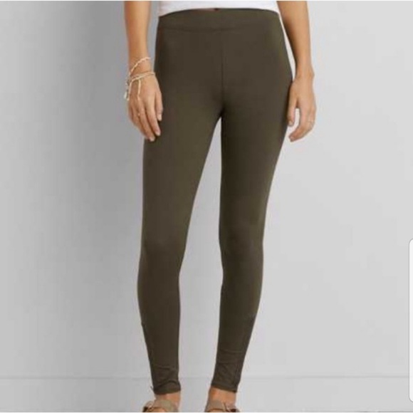 American Eagle Outfitters Pants - AEO Hi Rise Leggings Olive Green Zip Ankle Size Large